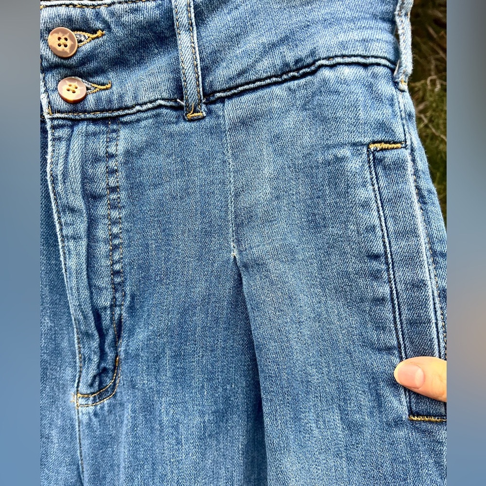 Pilcro and Letterpress Anthropologie Baggy Wide Leg Pleated Jeans 30 COTTON - Picture 4 of 13